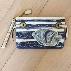 Coach Canvas/Leather w/Sequence ~ Fish 🐟 Clutch